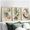 AQCQDQ Set di 3 stampe su tela, motivo piante beige e salvia, astratte, geometriche, acquerelli, per soggiorno, camera da letto, ufficio, corridoio, decorazione primaverile (30 x 40 cm)
