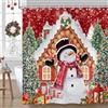 Hnmdmyi Tenda da doccia Natalizia 120x200, Inverno Pupazzo di neve Albero di Natale Casetta di pan di zenzero Vacanze Capodanno Rosso Impermeabile Tessuto in poliestere Lavabile Tenda da bagno