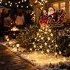 Generic 2026 Nuova cascata regali slitta volante Babbo Natale, luce solare giardino | Fontana magica con regali, stelle e fiocchi di neve, effetto luce calda a cascata, slitta Babbo Natale per esterni