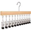 Ysaca Organizer per armadio con 10 clip, organizer salvaspazio da appendere, gancio con clip rotante a 360° per leggings, pantaloni, jeans, gonne, calze, clip in metallo antiscivolo (legno, 1 pezzo)