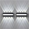 Jiehe 2 Pezzi 12W LED Lampada da Parete Interno Esterno, Bianco Freddo 6000K | Jiehe Moderno Alluminio IP65 Impermeabile Up & Down Appliques da parete per Soggiorno Corridoio Scale