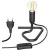 ledscom.de Lampada da tavolo TRIN nero con spina e interruttore incl. lampada LED E14, dimmerabile in 3 fasi tramite interruttore, bianco caldo, W, 542lm