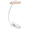 YverLand Lampada da lettura con morsetto - 5 LED, collo flessibile a 360°, ricaricabile USB, lunga durata, portatile per letto, scrivania, cameretta dei bambini (batteria ricaricabile 24 LED bianco)
