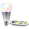 lighteu®, 1x 9W E27 Miboxer WiFi E27 9W 2.4G RF telecomando RGBCCT LED lampadine luci con un telecomando a 4 zone