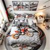 Loussiesd Set copripiumino per motocross,per letto king size,stampa fotografica 3D,colore grigio,con chiusura a cerniera,morbido piumino in microfibra,moderno set di 3 pezzi (220 x 240 cm)