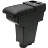 KAERGK Bracciolo Auto Compatibile con Fiat 500 2007-2011 | Vano Portaoggetti a Doppio Strato, 4 Porte USB + 2 Porte USB-C, con Portabicchieri, Facile da Montare, Linea Nera