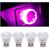 CGEAMDY 4 Pezzi Lampada Decorativa per Auto, Luce LED Stroboscopica USB, Luce Ambientale USB Auto, Illuminazione Ambientale Portatile RGB, Accessori Decorativi Universali Interno Auto(Viola)