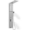 LZQ Pannello doccia in acciaio inox, sistema doccia a 5 funzioni con doccia a pioggia, cascata, 2 getti di massaggio, doccia a mano e uscita vasca, set doccia a parete (argento