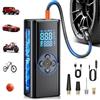 Grutoly Compressore Aria Portatile Auto 8000mAh, 150PSI Pompa per Bicicletta a Doppia Alimentazione con Display Digitale e Luce LED, 4 Ugelli Diversi, Spegnimento Automatico per Auto, Moto, Bici, Palloni