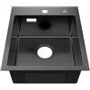 Sofetiy Lavello da cucina nero antracite 40 x 45 cm, con sifone, lavello da cucina in acciaio inox rettangolare per sottolavelli a partire da 40 cm di larghezza, lavandino da incasso, piccolo lavello