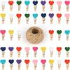 G2PLUS 100 pezzi Cuore Mollette Legno,Mollette per Foto,Mollette Mini Legno,Colore Molletta in Legno+ 30 m Spago per Foto Biglietti Matrimonio Scrapbooking DIY
