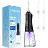 TUREWELL Water Flosser with UV Mode, Portable Oral Irrigator for Teeth | Serbatoio UVC 2 in 1, regolazione 5 livelli, impermeabile IPX7, batteria fino a 40 giorni, serbatoio 300 ml