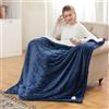 Ultralent Coperta Riscaldante Elettrica 180x135cm con Spegnimento Auto,6 Temperature | Timer 10 Ore,Rapido Riscaldamento,Flanella+Sherpa,Lavabile in Lavatrice,Coperta Termica per Letto,Casa e Ufficio-Blu