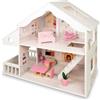 Teorema Giocattoli Teorema FATTO DI LEGNO - Casa delle Bambole in Legno con Solario e Accessori, Villetta Grande 58,5x24x56 cm per Bambina 3+ Anni, Dollhouse Completa