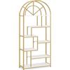 BarberPub libreria bianco, scaffale in piedi con 7 livelli, scaffale per ufficio con struttura in metallo, scaffale per ufficio, soggiorno, camera da letto, salone per unghie, oro, 30x80x180cm, 5183