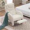 Soweiz Sedia a dondolo con sgabello, poltrona lounge con pouf, sedia a dondolo per interni con schienale alto per il soggiorno, tessuto teddy (Bianco, 66 x 125 x 101 cm)
