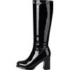 XINXINIO Piattaforma Moda Donna Robusto Metallico Textured Stivali sopra il ginocchio