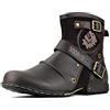 OSSTONE Chukka Stivali Cowboy Biker Boots Maschio Mens Motociclo Botas Cerniera su in Pelle Vitello Western retrò Stile Uomo Stivali Piatto Caviglia Stivaletti Boots OS-5008-1-A-IT