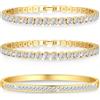 KALVICA 3 Pezzi Set Tennis Bracciale Donna Oro Braccialetto Donna Argento | Placcato Oro Bianco 18k Bracciale Donna Acciaio con 5A+ Sparkle Zircone Bracciale Rigido Donna Oro Argento Gioielli