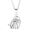 ZCCZJS Accessori 925 Collana Abbraccio in Argento Sterling per Donne e Uomini, Collana di Cani abbracciata, Abbraccio a Mamma e Bambino, Ciondolo di Ali d'Angelo, abbracci a Due Mani e Baci,