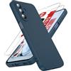 LeYi Cover per Samsung Galaxy A17/A18 4G/5G con 2 Vetro Temperato(Blu) | Custodia Morbida Silicone Liquida TPU Protettivo Ultra Slim Antiurto Case con Protezione Fotocamera per Samsung Galaxy A 17