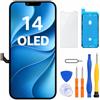 LL TRADER Schermo per iPhone 14 OLED 6,1'' e Kit di Riparazione | Display FHD con 3D Touch e Digitalizzatore, Dotato di Nastro Adesivo Impermeabile e Pellicola Protettiva