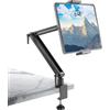 Jakeko Braccio Lungo Per Monitor Portatile - Morsetto Da Scrivania Regolabile | Alluminio Pressofuso, Base Rotante 360°, Giunti Metallici, Verticale-Orizzontale, Fino A 2 Kg, Pieghevole, 6,3-15,6 Pollici