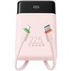 VEGER 10000mAh Powerbank con Cavi Integrati 22.5W Ricarica Rapida Portatile | Sottile Compatto USB C Power Bank LED Display con 4 Uscite e 3 Ingressi Compatibile con iPhone iPad Huawei Xiaomi Tablet-Rosa