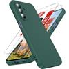 LeYi Cover per Samsung Galaxy A17/A18 4G/5G con 2 Vetro Temperato(Verde) | Custodia Morbida Silicone Liquida TPU Protettivo Ultra Slim Antiurto Case con Protezione Fotocamera per Samsung Galaxy A 17