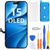 LL TRADER Schermo per iPhone 15 OLED 6,1'' e Kit di Riparazione | Display FHD con 3D Touch e Digitalizzatore, Dotato di Nastro Adesivo Impermeabile e Pellicola Protettiva