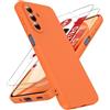 LeYi Cover per Samsung Galaxy A17/A18 4G/5G con 2Vetro Temperato(Arancione) | Custodia Morbida Silicone Liquida TPU Protettivo Ultra Slim Antiurto Case con Protezione Fotocamera per Samsung Galaxy A 17