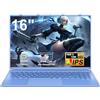 NOTODD PC Portatile Laptop 16 Pollici Portatile Win 11 Notebook Bleu | Win 11 Portatile 12+512GB 1TB SSD Espansione丨Supporto 5G WIFI丨Ventola di Raffreddamento丨1920 * 1200 2K Schermo Doppio