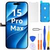 LL TRADER Schermo per iPhone 15 Pro Max LCD 6,7'' e Kit di Riparazione A | Display FHD con 3D Touch e Digitalizzatore, Dotato di Nastro Adesivo Impermeabile e Pellicola Protettiva