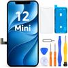 LL TRADER Schermo per iPhone 12 Mini LCD 6,4'' e Kit di Riparazione A | Display FHD con 3D Touch e Digitalizzatore, Dotato di Nastro Adesivo Impermeabile e Pellicola Protettiva