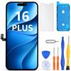 LL TRADER Schermo per iPhone 16 Plus LCD 6,7'' e Kit di Riparazione | Display FHD con 3D Touch e Digitalizzatore, Dotato di Nastro Adesivo Impermeabile e Pellicola Protettiva