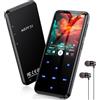 AGPTEK Lettore MP3 Bluetooth 5.3, Lettore Musicale da 64 GB in Metallo | Schermo da 2,4",Qualità Sonora HiFi,MP4 con Pulsanti Touch,Altoparlante,Radio FM,Registratore,60 Ore di Musica-Nero