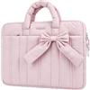 MOSISO Custodia Laptop 13,3 pollici, 13-13,3'' Custodie Imbottita Portatili | Compatibile con MacBook Air 13/Neo/Pro 13/14, HP Dell ASUS Lenovo, Borsa Rettangolare Trapuntata con Fiocco & Maniglia, Rosa