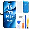 LL TRADER Schermo per iPhone 14 Pro Max OLED 6,7'' e Kit di Riparazione | Display FHD con 3D Touch e Digitalizzatore, Dotato di Nastro Adesivo Impermeabile e Pellicola Protettiva