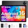 ANYREAL U11 Android 16 Tablet Con Tastiera, Tablet 11 Pollici Gemini AI, Unisoc T7200 Octa-Core, 16GB+128GB, 8580mAh&90Hz, WiFi 5G, Widevine L1, Face ID, GPS, OTG, Audio 3.5mm,Tablet Con Penna