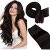Hetto Extension Capelli Veri Tessitura 30cm 70g Marrone Scuro | Remy umani, doppia trama, anti-caduta. Morbido e invisibile. Per matrimonio e uso quotidiano.