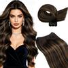 Hetto Tessitura Extension 60cm 100g Balayage Marrone Scuro con Chiaro | Remy umani, doppia trama, anti-caduta. Morbido e invisibile. Per matrimonio e uso quotidiano.
