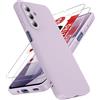 LeYi Cover per Samsung Galaxy A17/A18 4G/5G con 2 Vetro Temperato(Viola) | Custodia Morbida Silicone Liquida TPU Protettivo Ultra Slim Antiurto Case con Protezione Fotocamera per Samsung Galaxy A 17