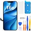 LL TRADER Schermo per iPhone 16e LCD 6,1'' e Kit di Riparazione | Display FHD con 3D Touch e Digitalizzatore, Dotato di Nastro Adesivo Impermeabile e Pellicola Protettiva
