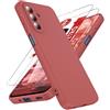 LeYi Cover per Samsung Galaxy A17/A18 4G/5G con 2 Vetro Temperato(Rossa) | Custodia Morbida Silicone Liquida TPU Protettivo Ultra Slim Antiurto Case con Protezione Fotocamera per Samsung Galaxy A 17