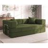 Vipbear Divano letto 5-in-1 velluto a coste 200cm funzione letto divano a pavimento | Divano a 3 posti disossato schiuma ad alta densità pet-friendly ed ergonomico, per camera compatta, senza montaggio, verde