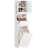 Hzuaneri Mobile da Bagno Alto, cesto portabiancheria pieghevole,40x40x174cm | Armadio a Colonna da Bagno Salvaspazio, Ripiani Regolabili, per Soggiorno, Lavanderia, Bianco BC43013X