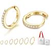 Just Being Cute Orecchini a cerchio piccoli per donna, argento sterling massiccio con zirconia cubica, orecchini huggie placcato oro bianco 14K｜Ipoallergenici, leggeri, ideali per uso quotidiano e regali carini