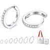 Just Being Cute Orecchini a cerchio piccoli per donna, argento sterling massiccio con zirconia cubica, orecchini huggie placcato oro bianco 14K｜Ipoallergenici, leggeri, ideali per uso quotidiano e regali carini