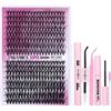 Yawamica Wispy Lash Clusters Kit di extension per ciglia, 320 pezzi, 9 - 16 mm, set di extension per ciglia 40D, 9-16 mm, mix 30D 40D, set di extension per ciglia Wispy Lash Clusters, sigillante e