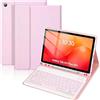 SXNIWBAI Custodia con tastiera per Samsung Galaxy Tab A11 Plus/A9+ 11 2025/2023 | Tastiera spagnola Ñ Bluetooth rimovibile magnetica ultra sottile silenziosa, custodia per tablet Samsung A11 plus+/A9+, rosa